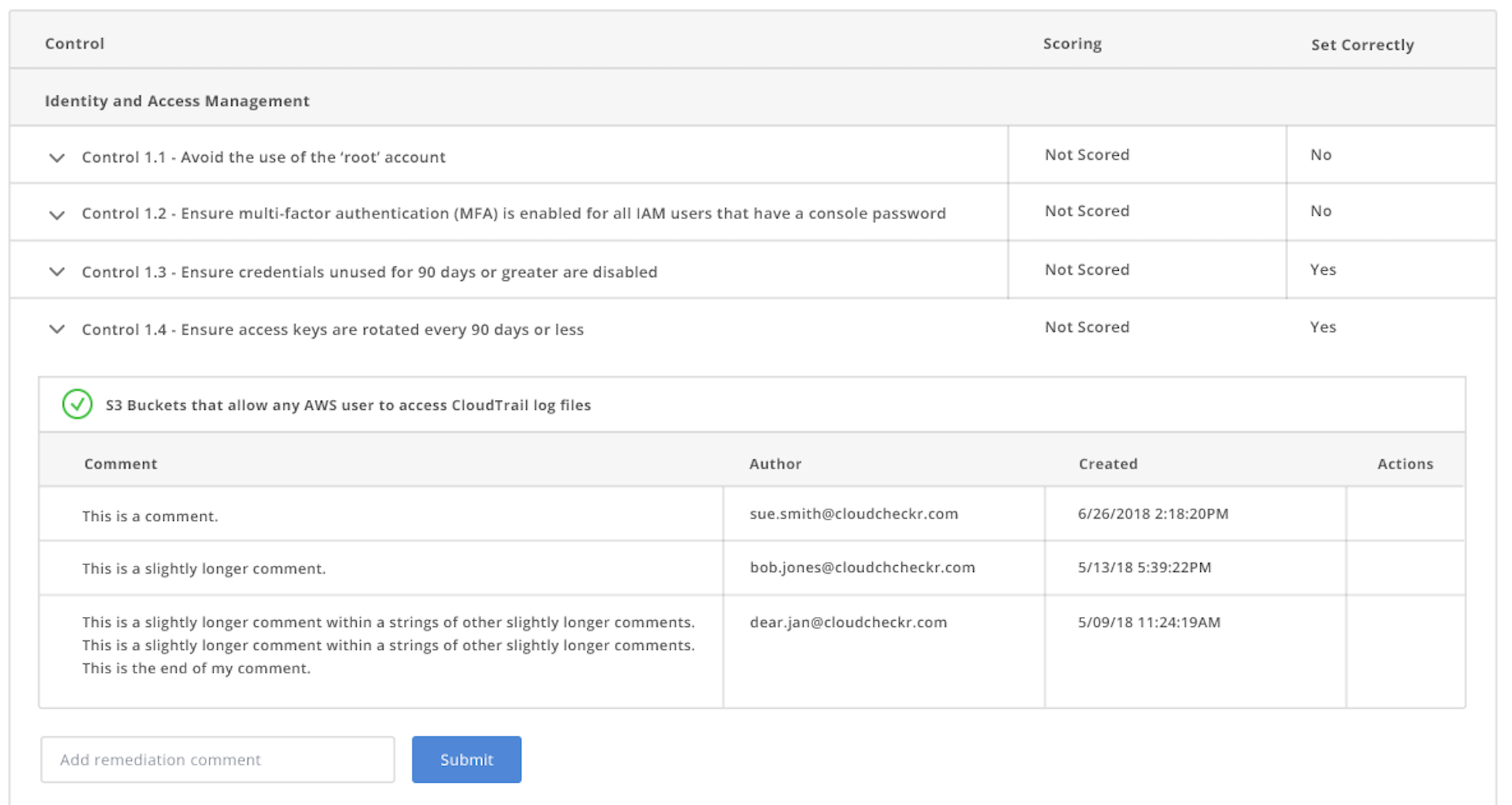 Redesigned compliance controls interface with improved visual hierarchy and clearer status indicators